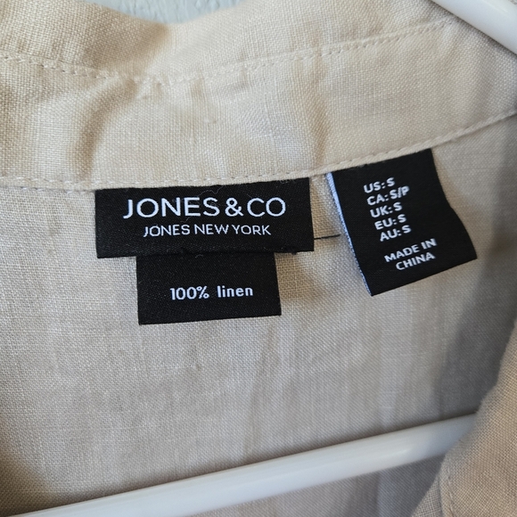 Jones & Co Small Linen Tan Button Tunic Tank - Picture 4 of 5